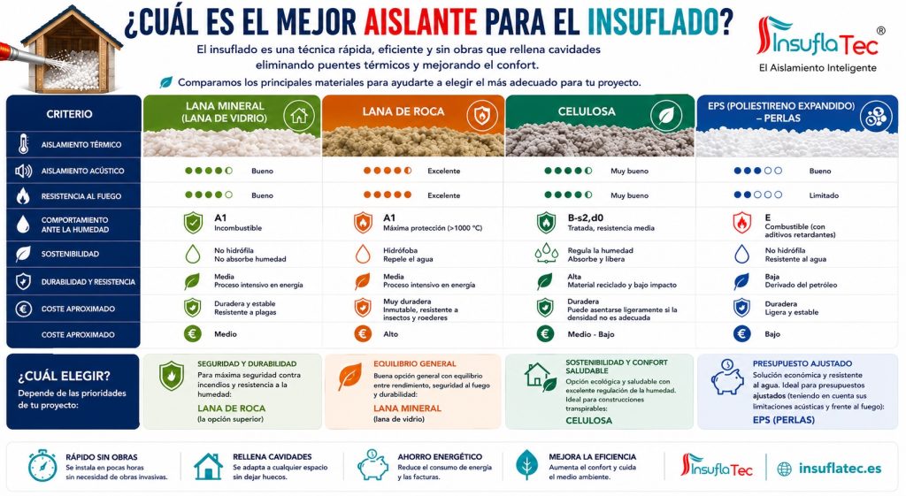 los mejores aislantes térmico para el aislamiento por insuflado