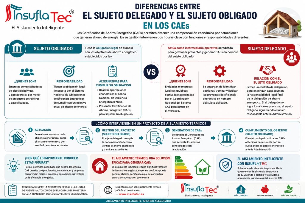 explicación en detalle de las diferencias entre sujeto delegado y sujeto obligado en los CAEs
